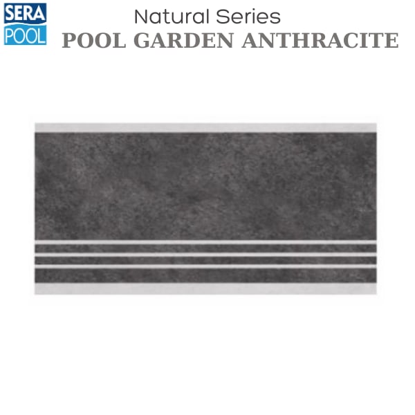 Porselen Çizgi Taşma Tutamak 33x66x1,80 cm - Pool Garden AnthracitePorselen TutamakSerapoolPGA3366HSH