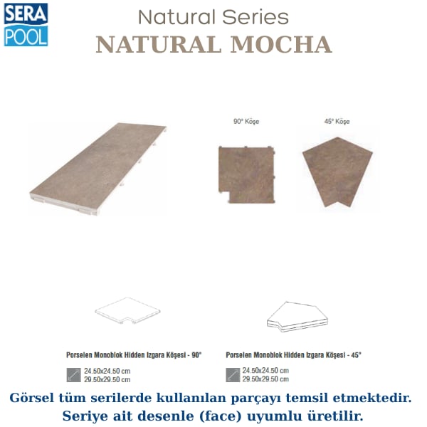 Serapool Natural Seri Natural Mocha Porselen Flex Izgara Köşe ParçasıPorselen IzgaraSerapoolNMKOSEGF