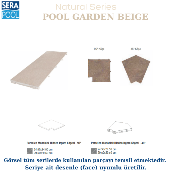 Serapool Natural Seri Pool Garden Beige Porselen Flex Izgara Köşe ParçasıPorselen IzgaraSerapoolPGBKOSEGF