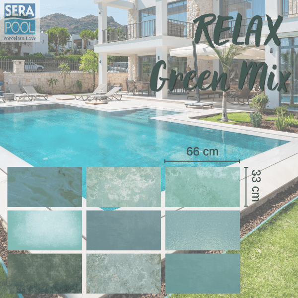 Serapool  Relax Green Mix Porselen Havuz KarolarıPorselen Havuz İçi KarolarSerapoolRGM3366