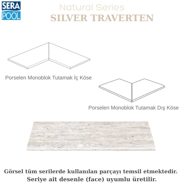Silver Traverten Porselen Monoblok Tutamak 90° KöşePorselen TutamakSerapoolSTKOSE