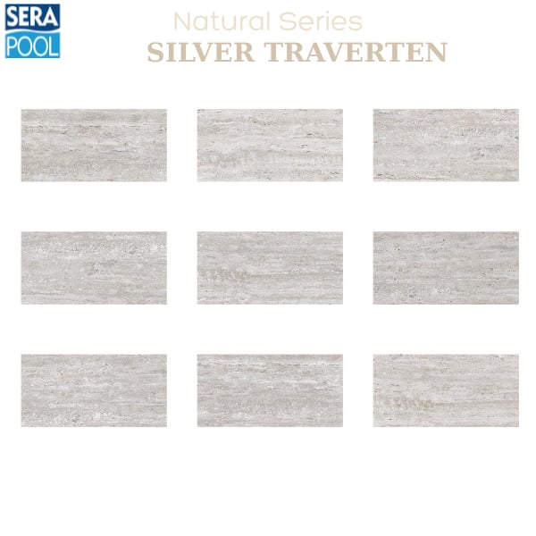 Silver Traverten Porselen Teras Kaymazları 33x66x0,76 cmTeras KaplamaSerapoolSILVER TRAVERTEN