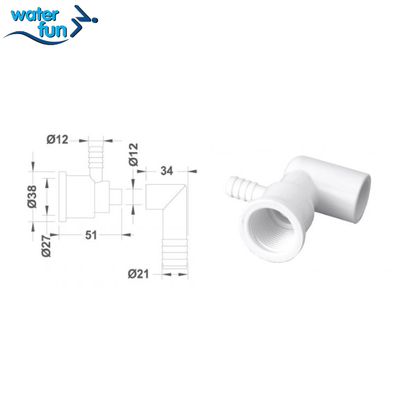 Waterfun Jakuzi Kollektörü Ø10 mm Hava Girişi, Ø15 mm Su GirişiJakuzi & Spa EkipmanlarıWater Fun43018123001