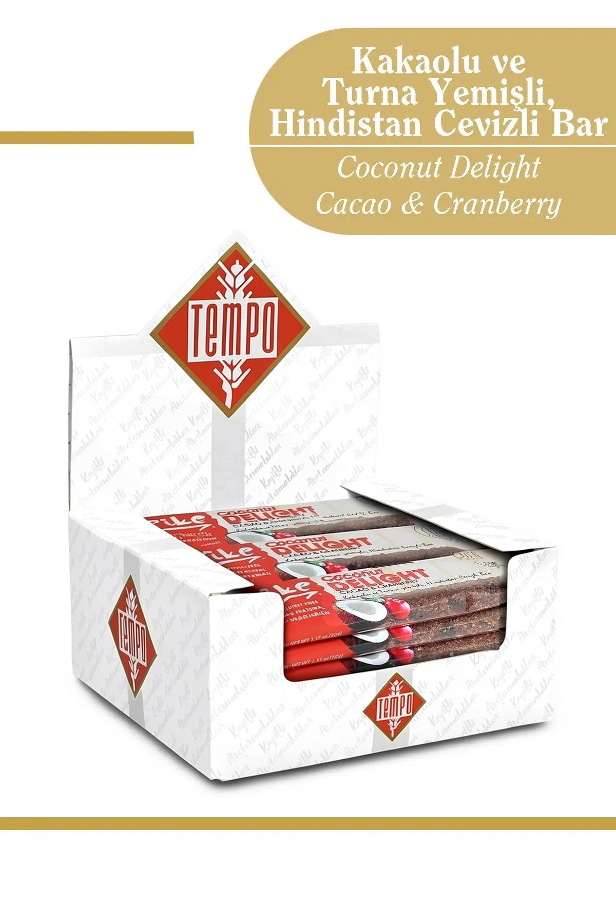 Kakaolu ve Turna Yemişli Hindistan Cevizli Bar 32 g x 12 Adet