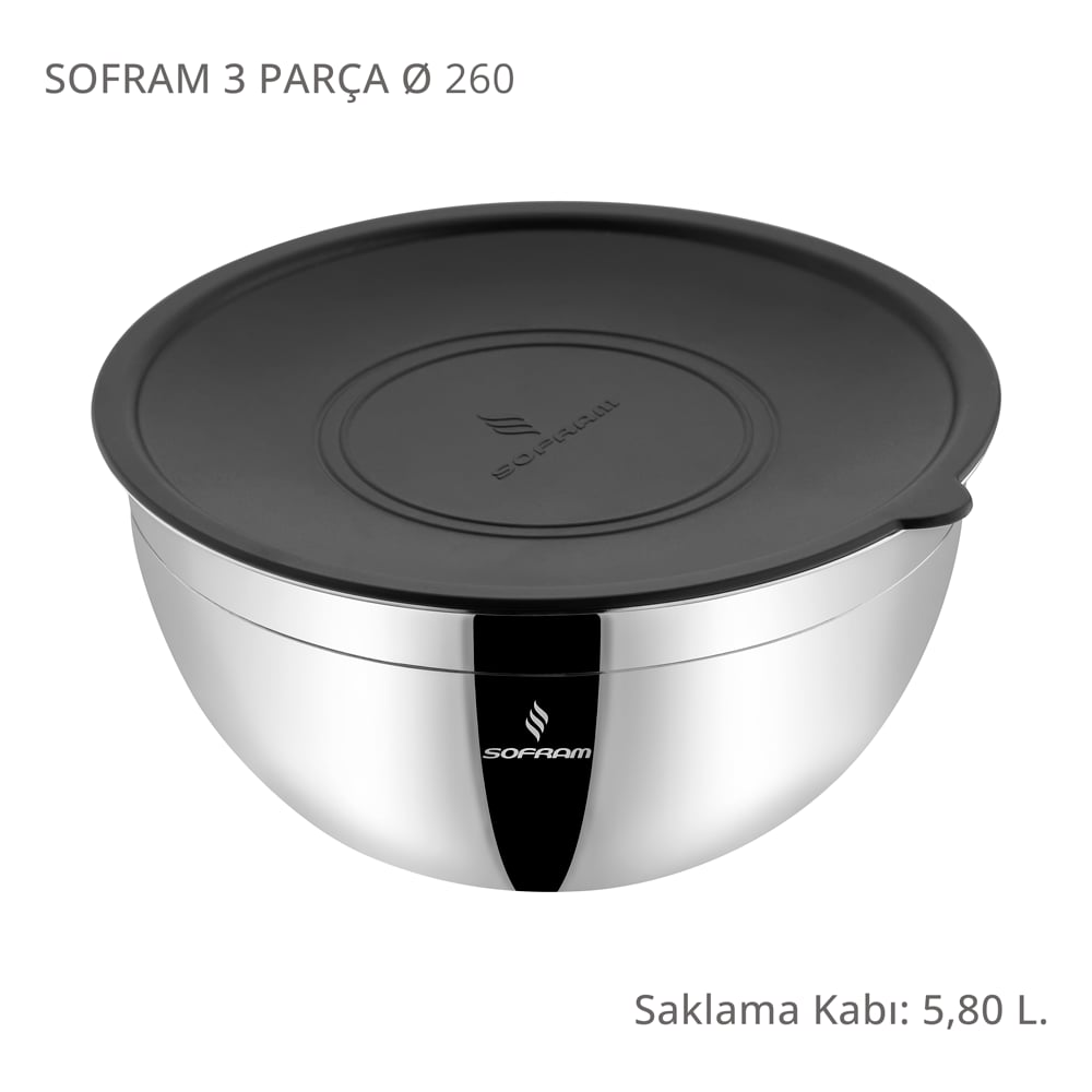 Sofram 3 Parça 26 cm Karıştırma ve Saklama Kabı