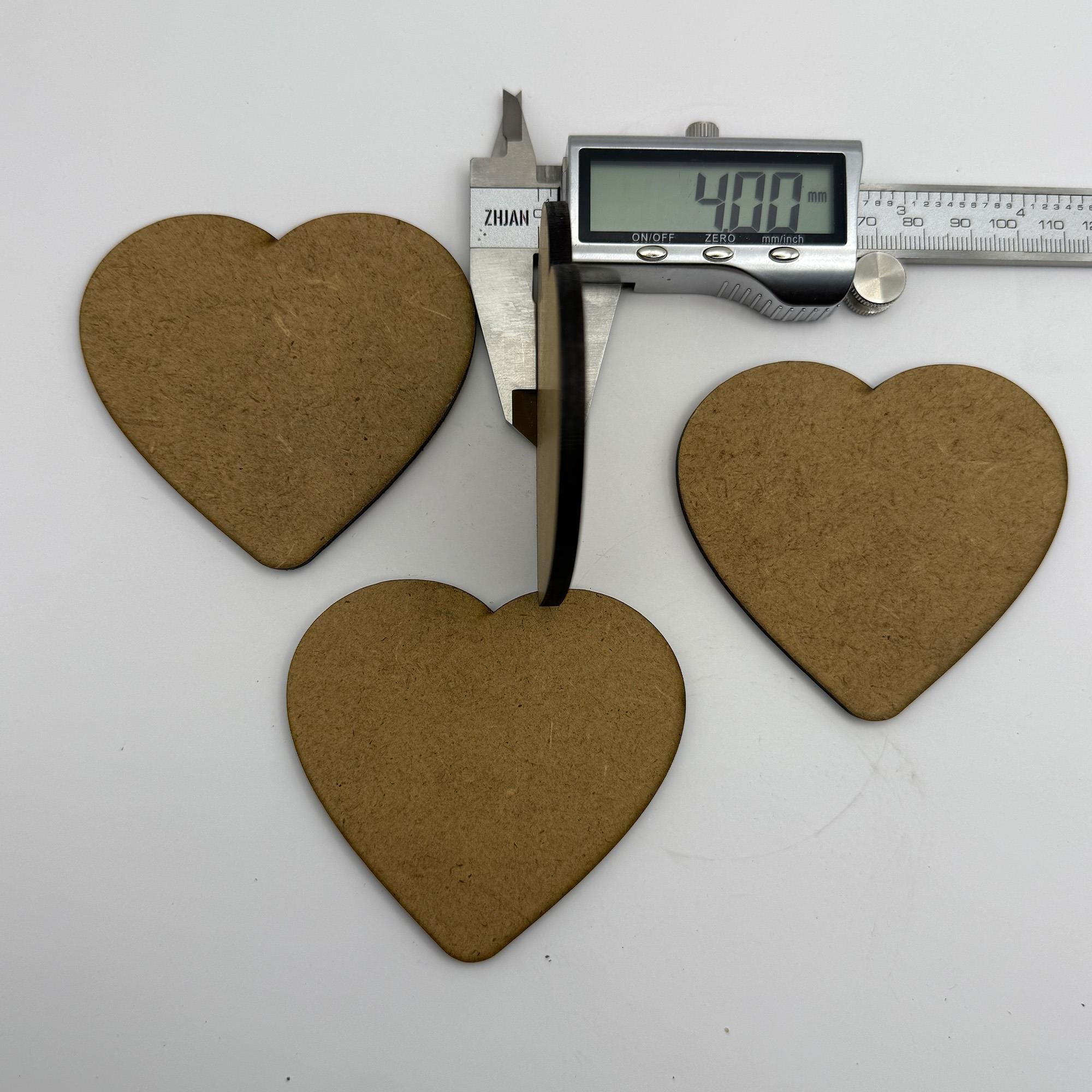 10 Adet Büyük Kalp Ahşap MDF Hobi Parçası - 80x74x4 mm Lazer Kesim