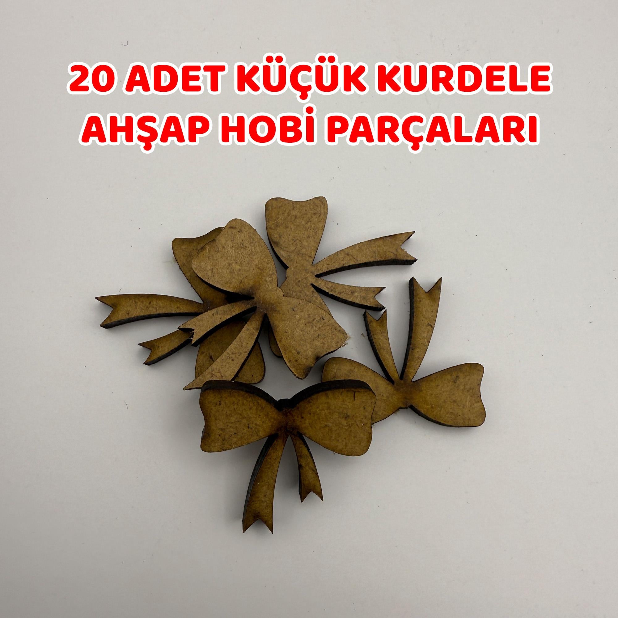 20 Adet Ahşap Küçük Kurdele Hobi Süs Parçaları