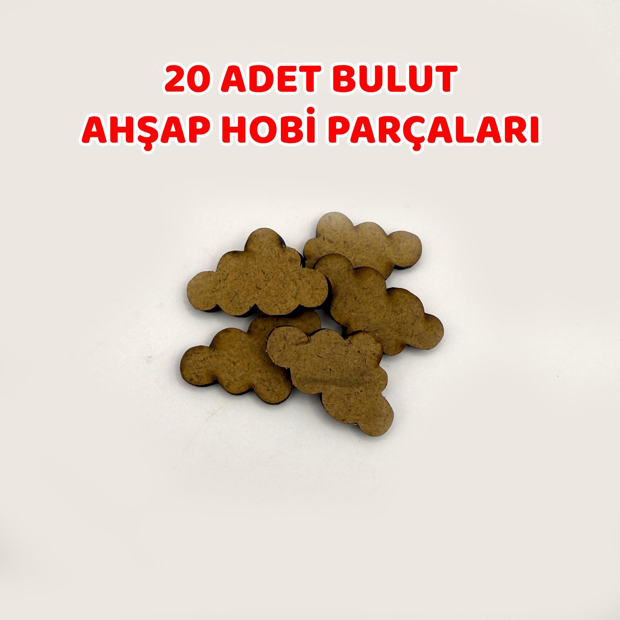 20 Adet Bulut Ahşap Hobi Parçaları – MDF Malzeme, El Sanatları İçin Uygun