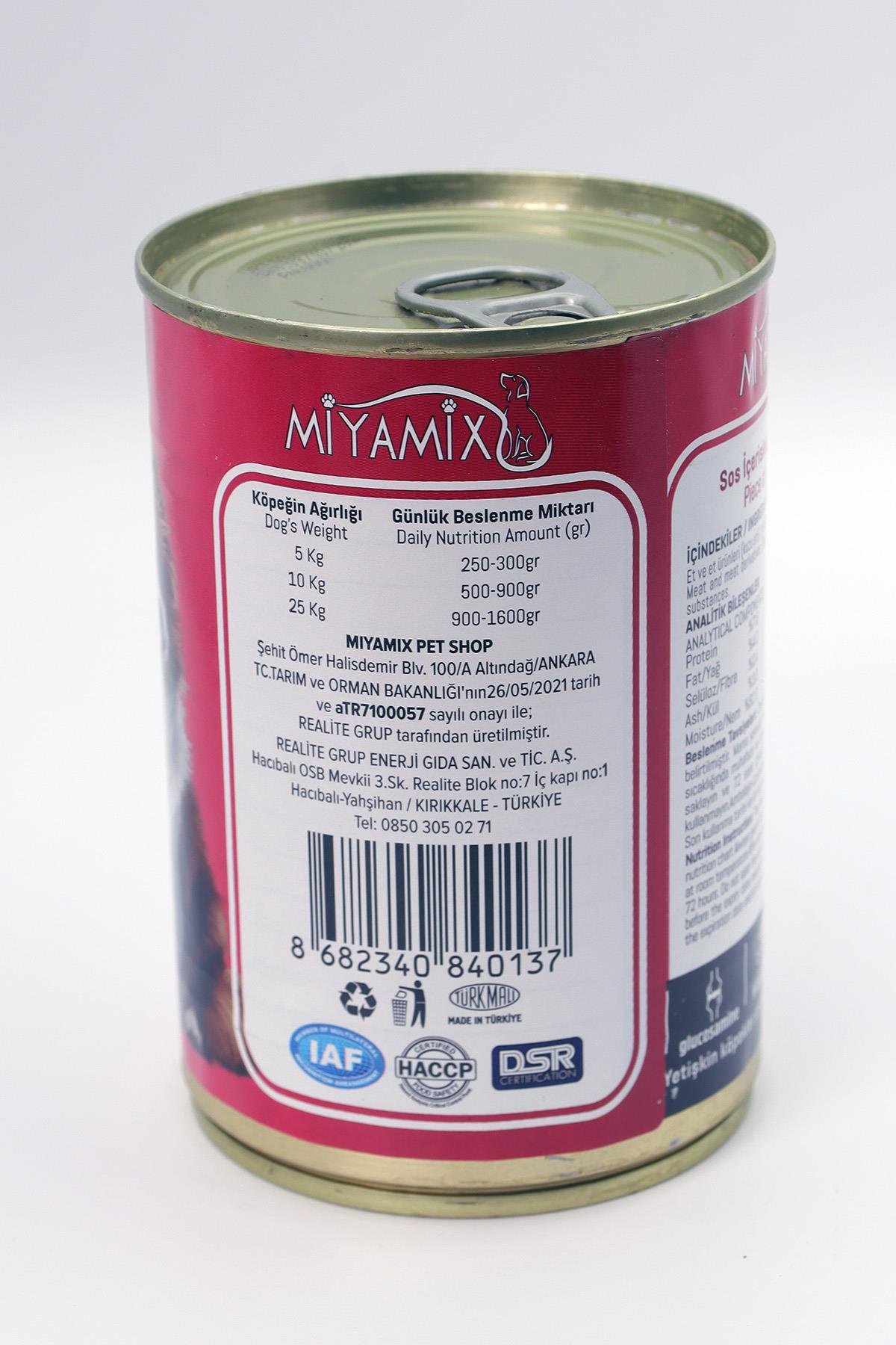 Miyamix Kuzu Etli Yetişkin Köpek Yaş Mama 415gr 5 Adet
