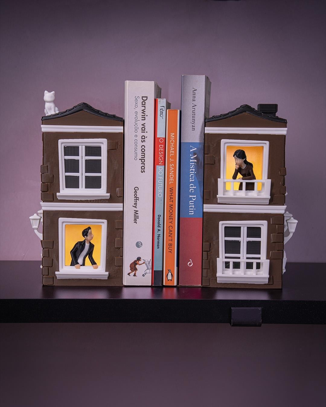 Romantik Pencere Sahnesi Kitap Arası Dekoratif Kitap Tutucu