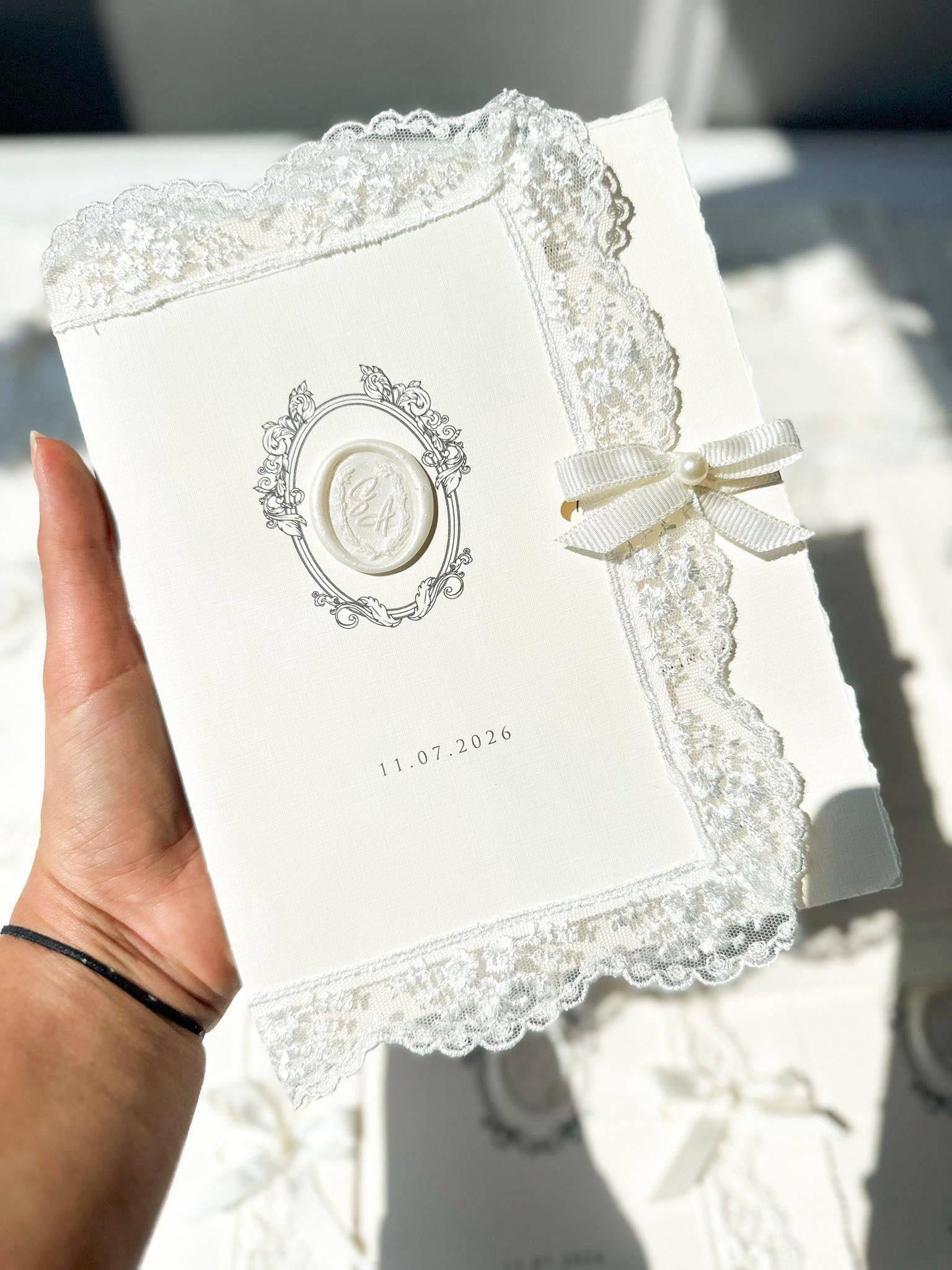 Elegance Dantel Detaylı Davetiye