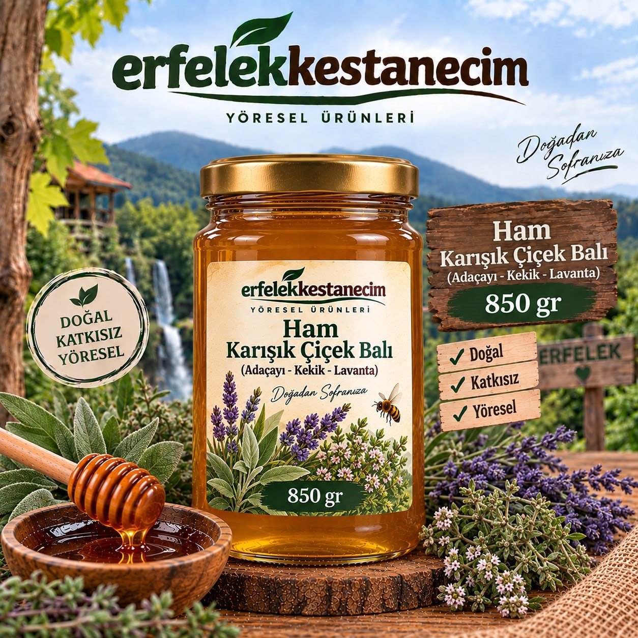Ham Karışık (Adaçayı, Kekik, Lavanta) Çiçek Balı 850 gr