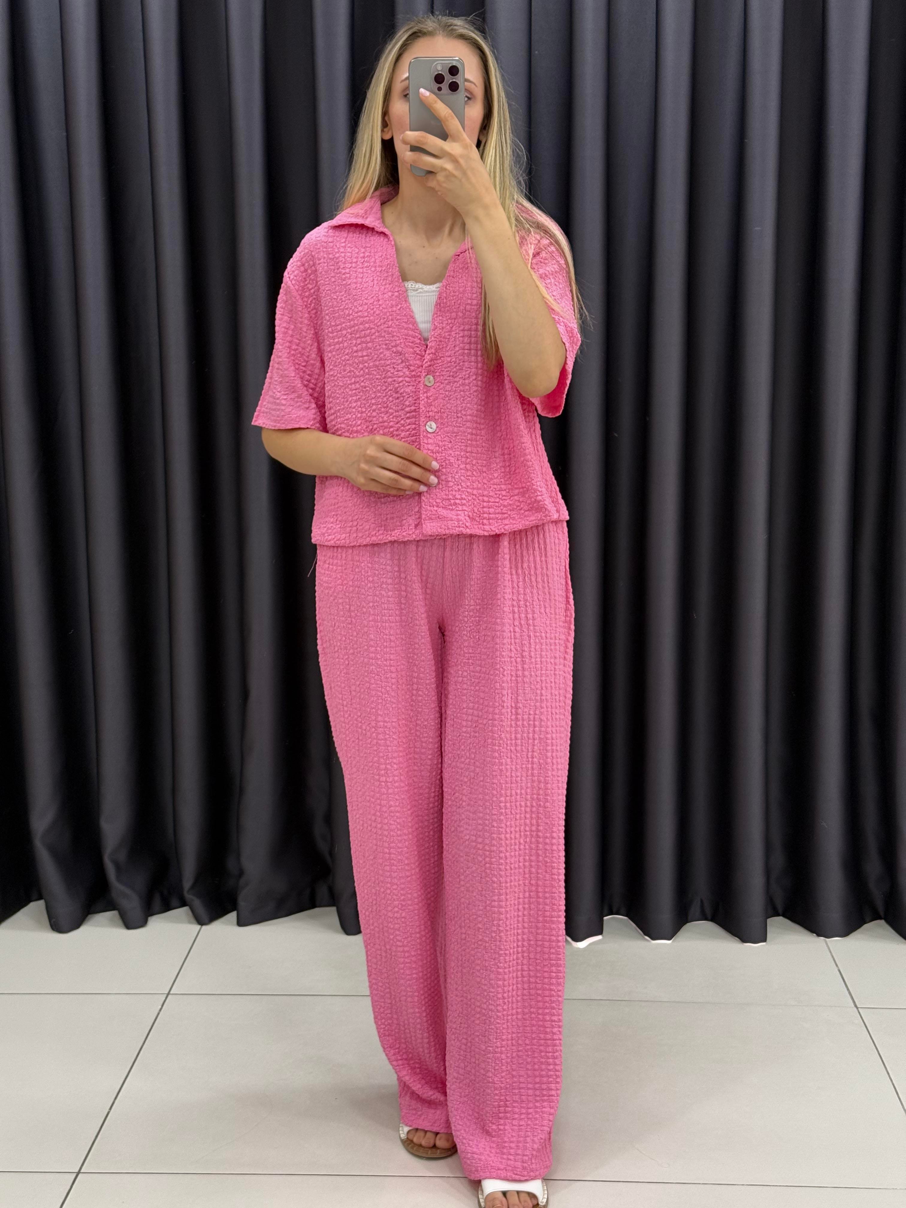 Buble Gömlekli Takım Pembe