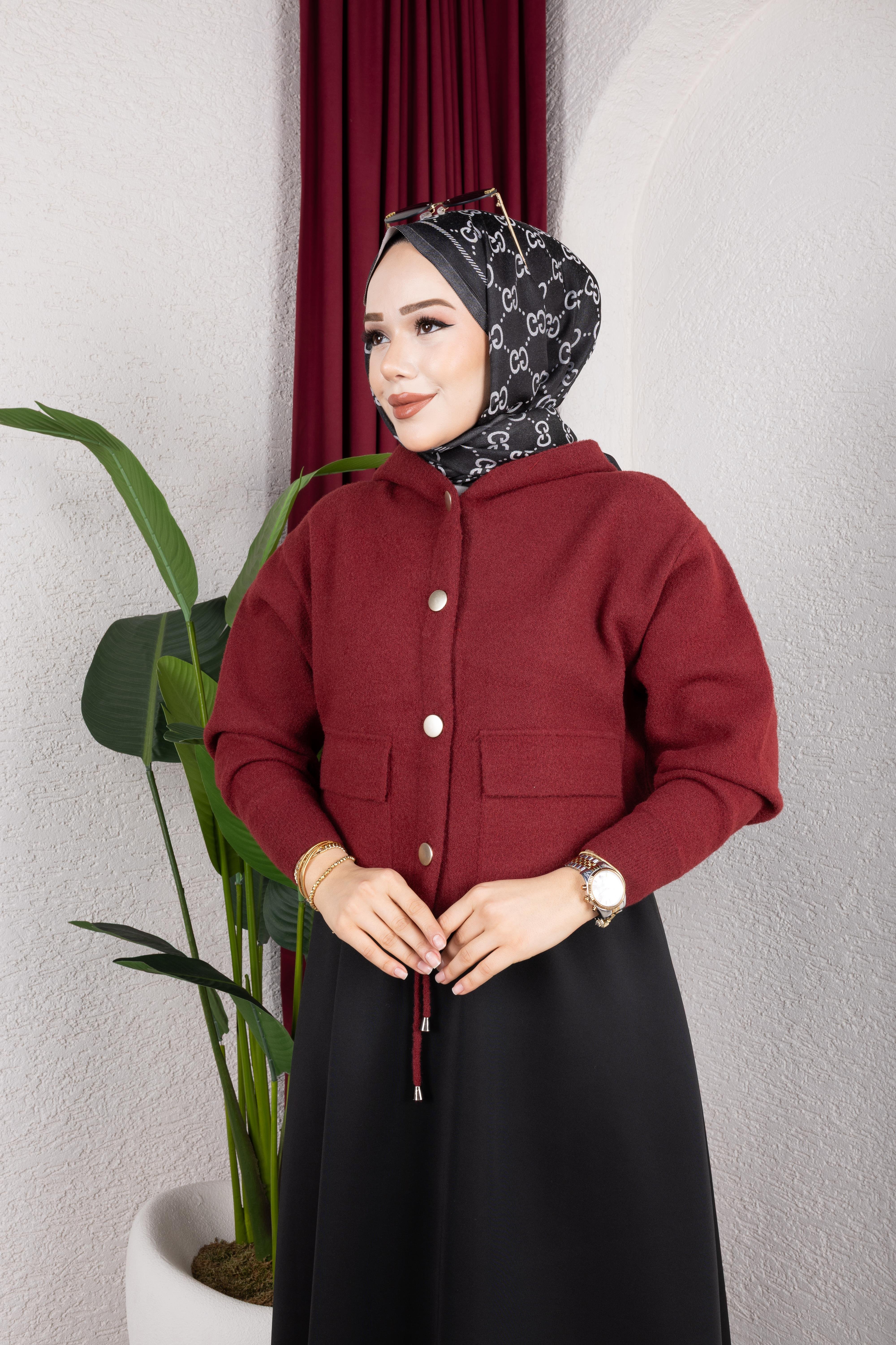 Düğmeli Hırka | Bordo