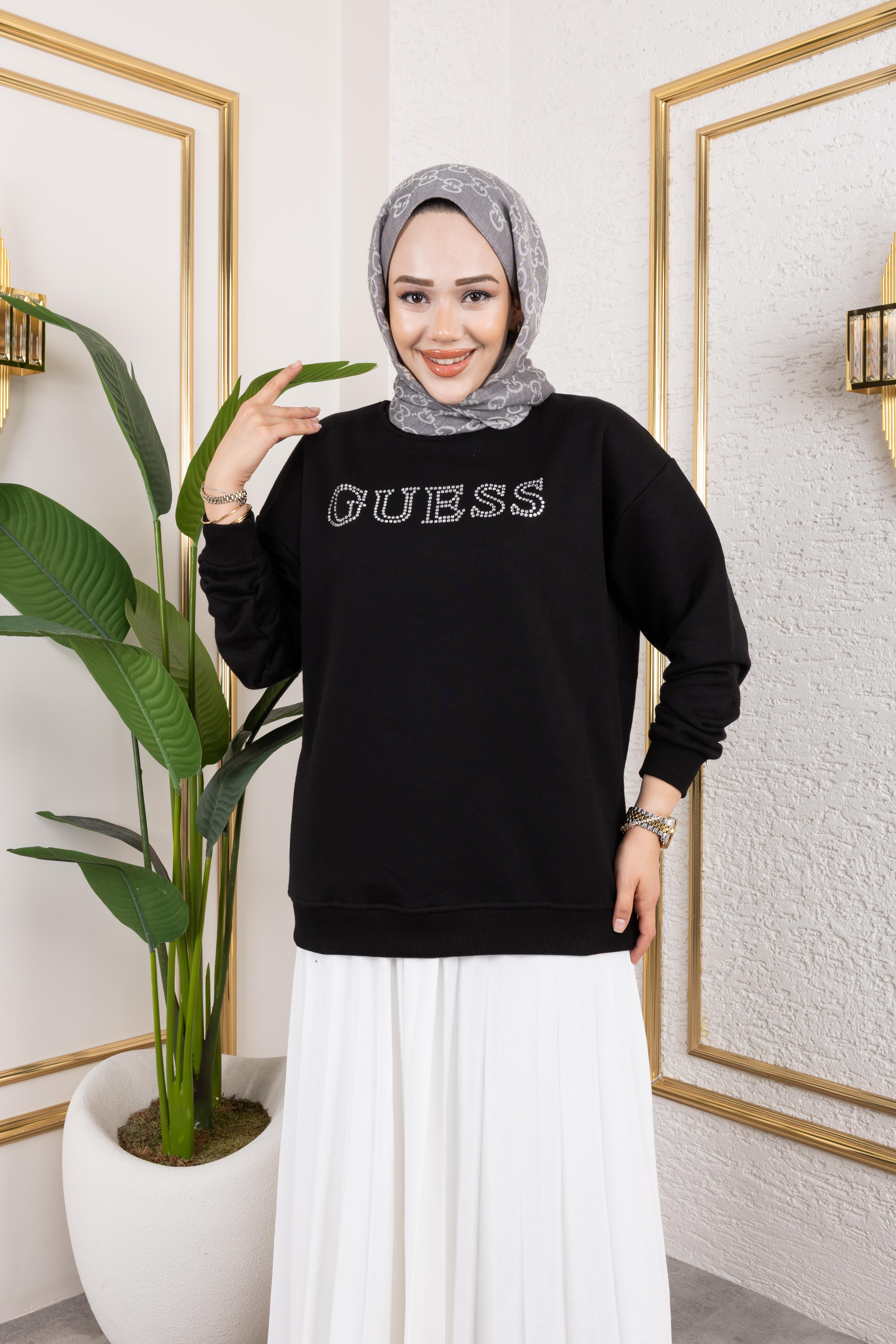 G*ess Yazılı Sweat | Siyah