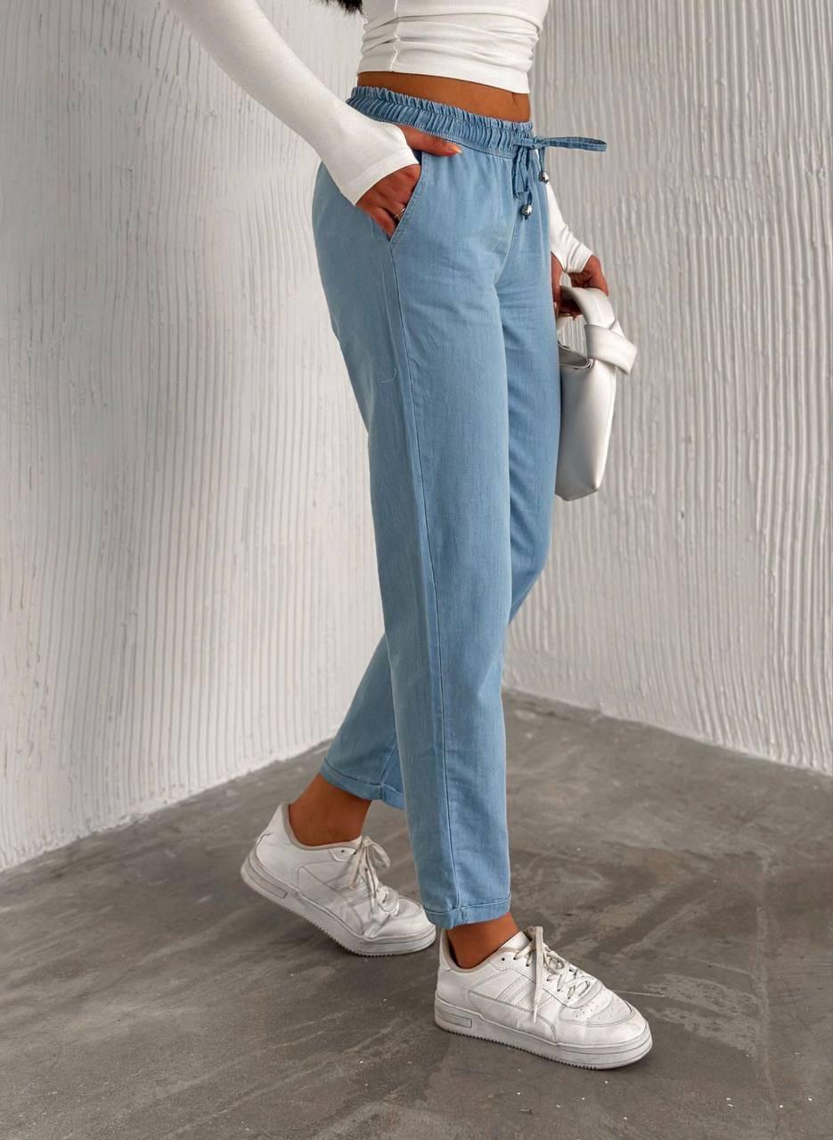 Double Paça Beli Lastikli Jean Pantolon