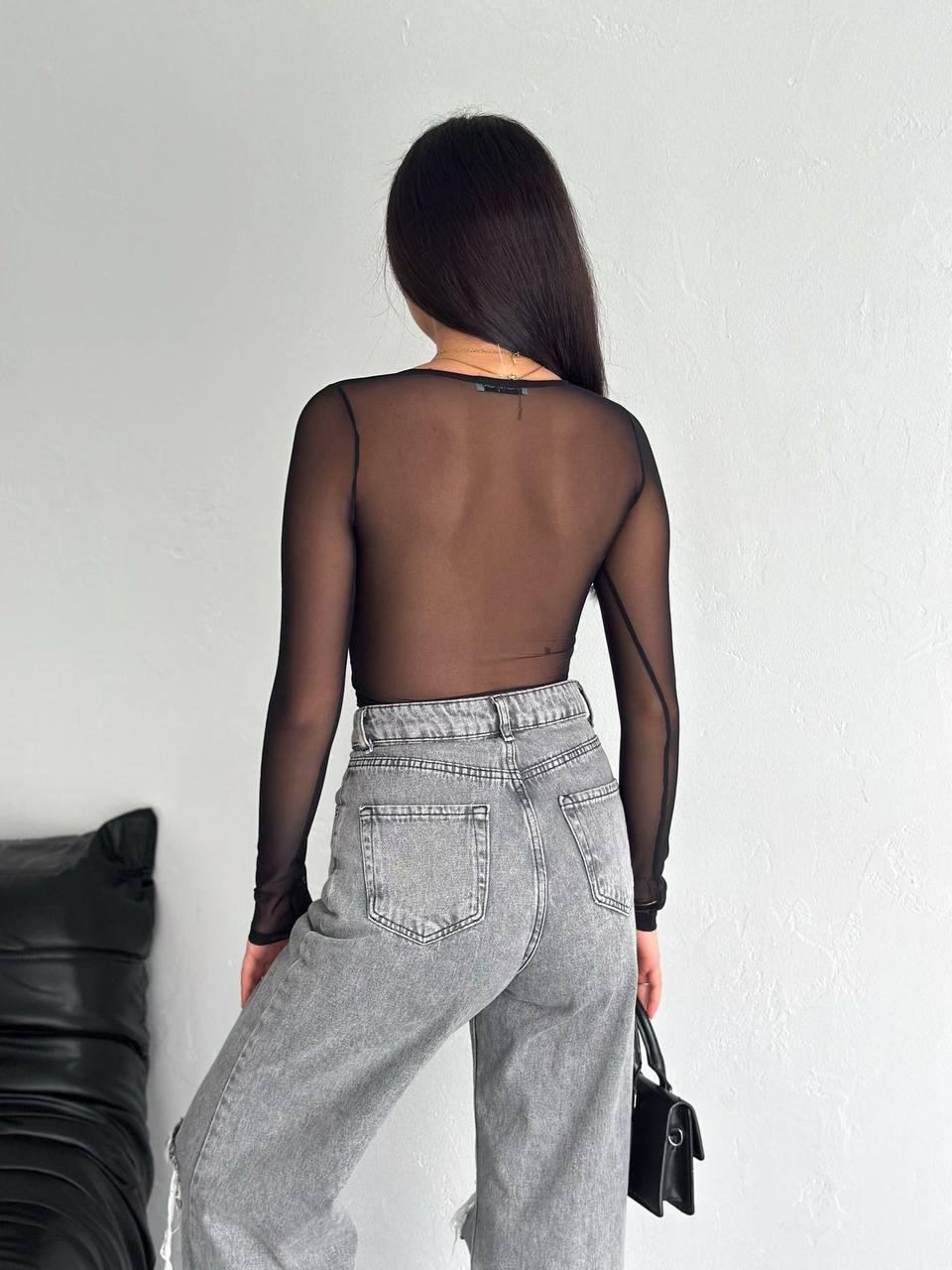 Kare Yakalı Tül Crop