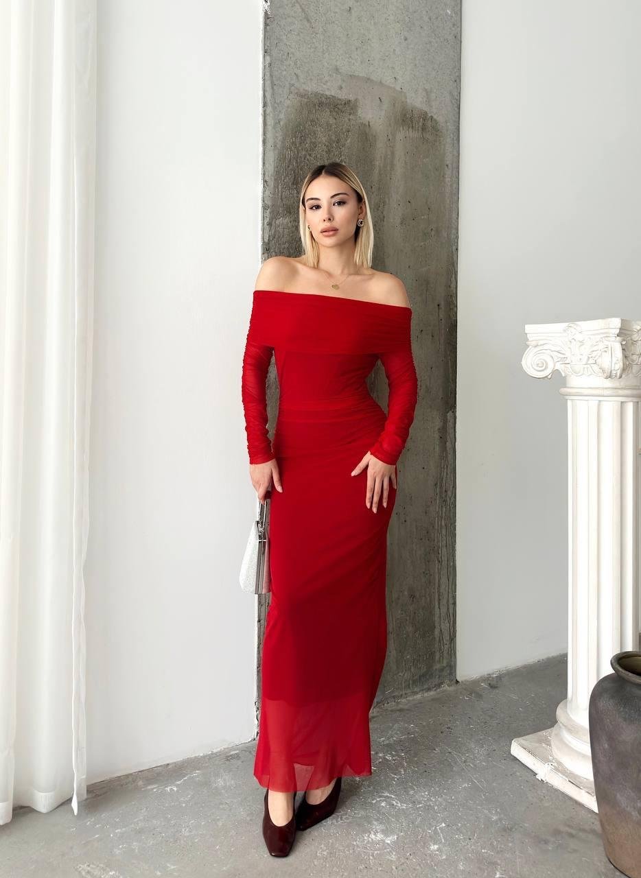 Madonna Yakalı Tül Elbise