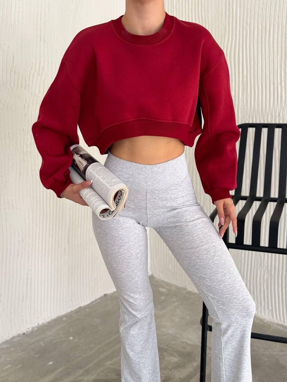 Şardonlu Crop Sweatshirt