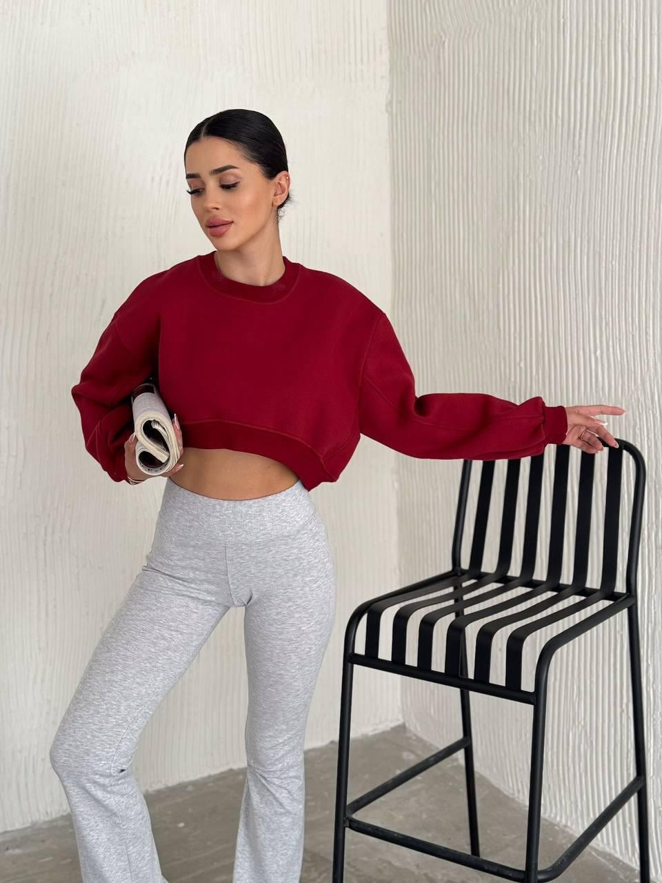 Şardonlu Crop Sweatshirt