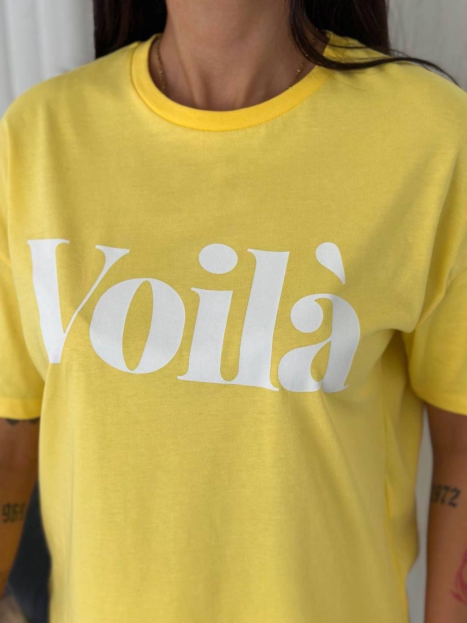 Sarı Voila Baskılı T-Shirt