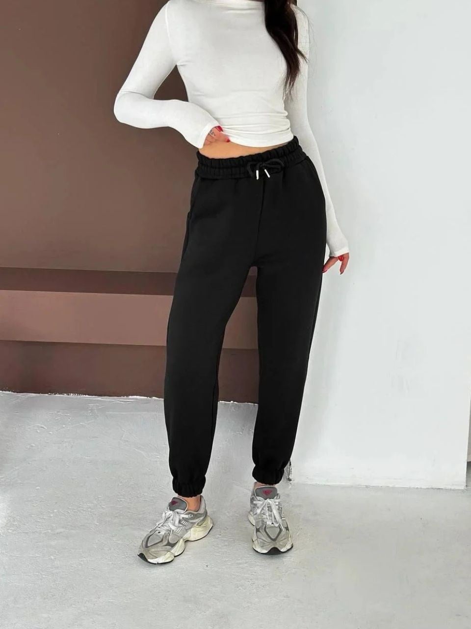 Siyah Şardonlu Jogger Eşofman Altı