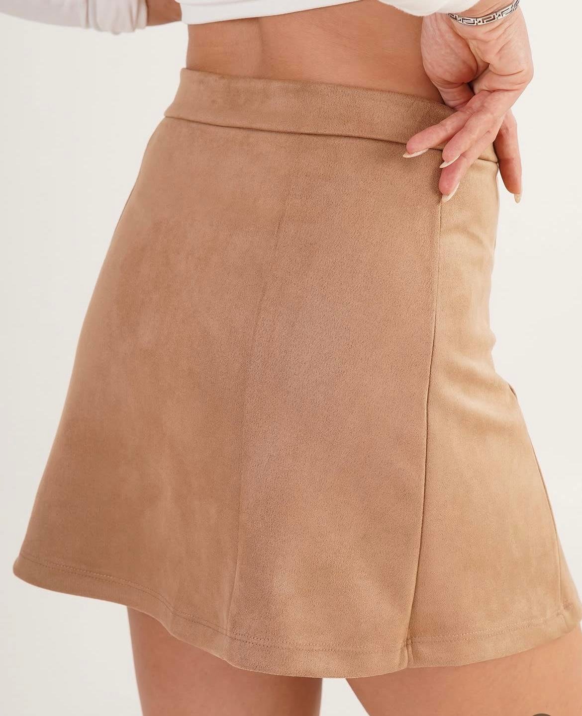 Taba Çan Model Süet Mini Etek