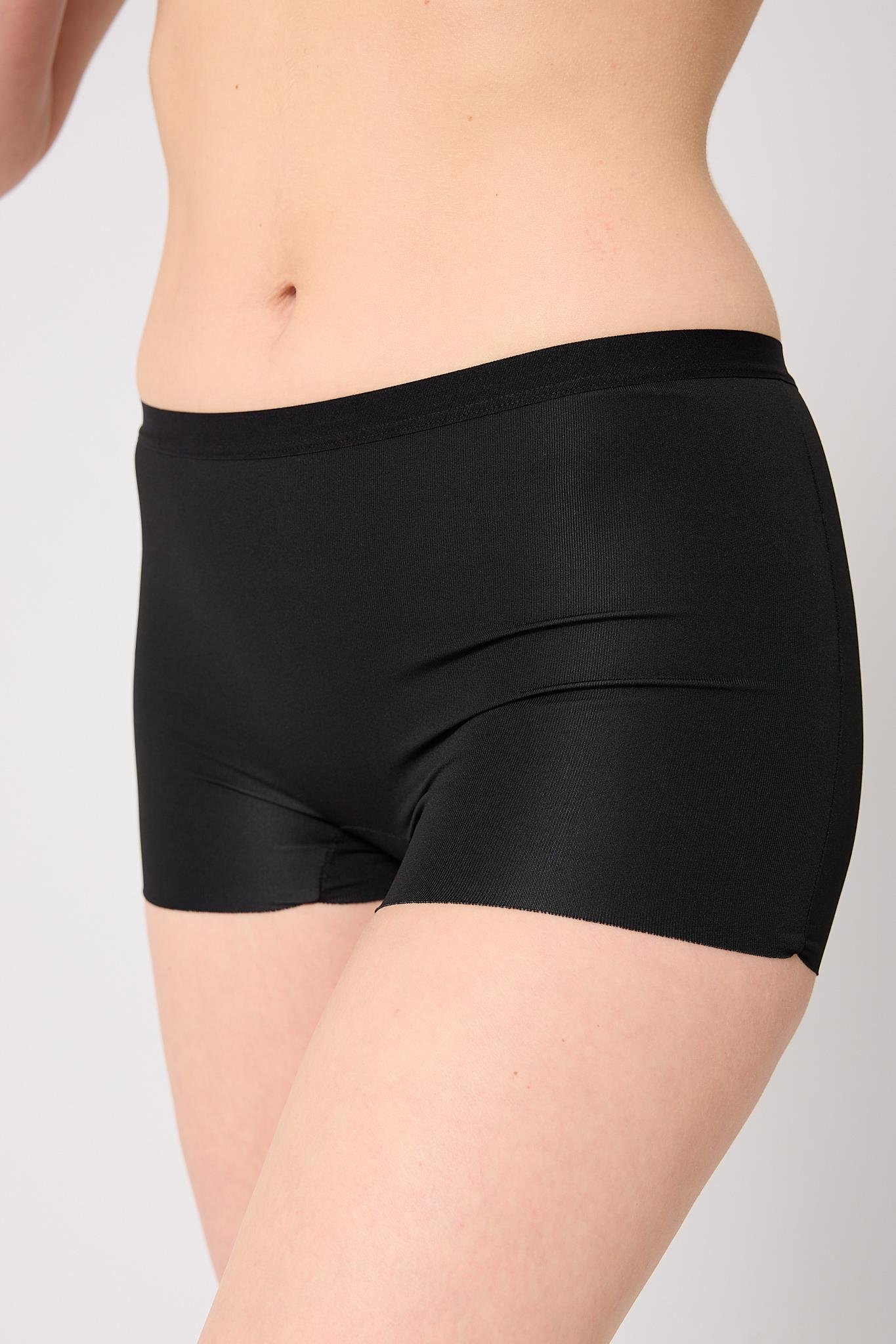 Kadın Basic Dikişsiz Lazer Kesim Siyah Boxer Külot