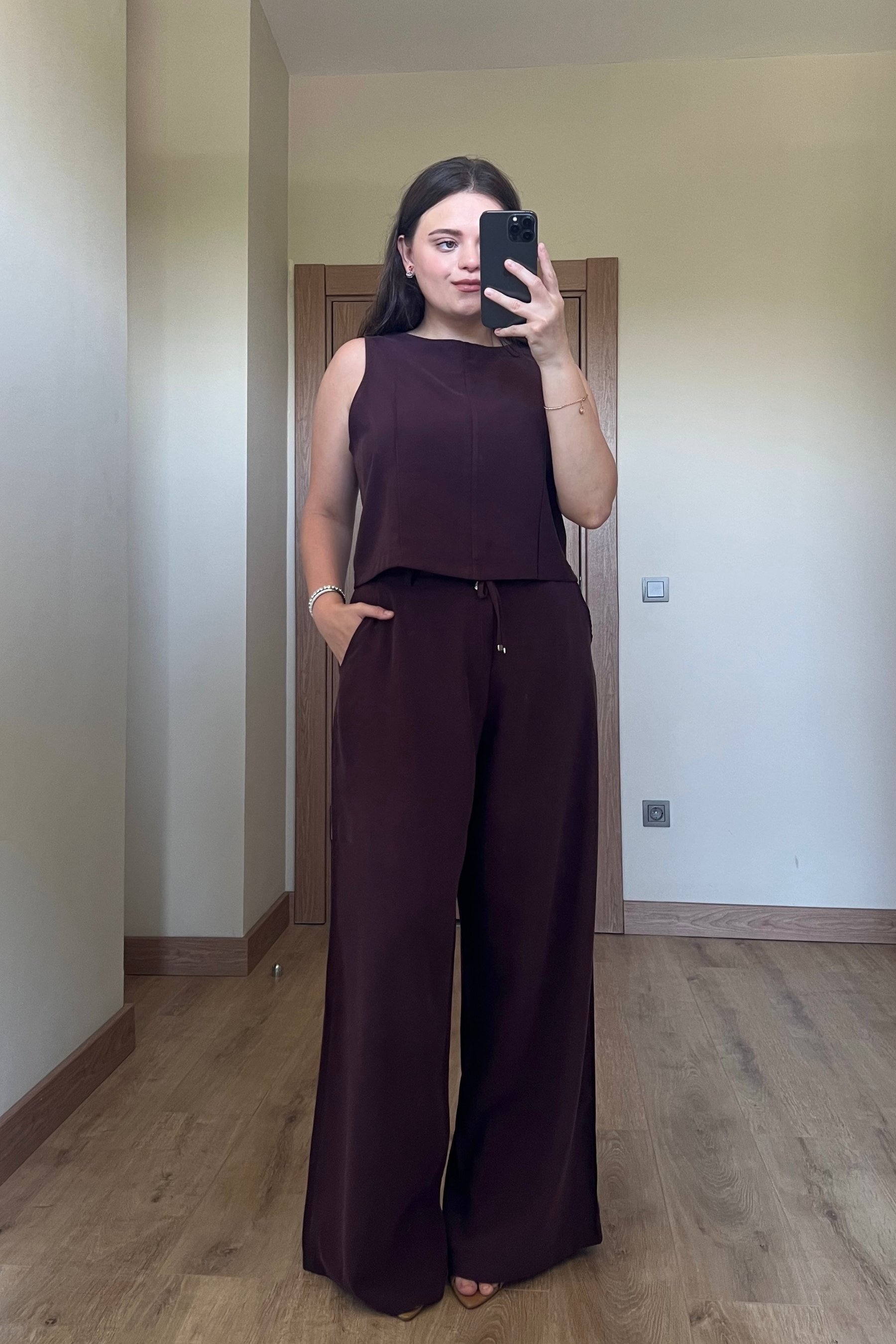 Mürdüm Tensel Bluz Pantolon Takım