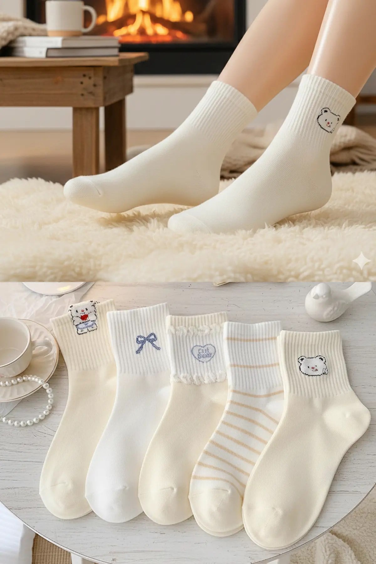 5 Çift Krem Desenli Kadın Çorapbgkcorap.com'da evde konforunuzu artıracak düz desenli kadın çorap seti, şık tasarımıyla dikkat çekiyor. Bu 5 çiftlik unisex çorap seti, marka BGK kalitesiyle yetişkinler için ideal bir seçenek sunuyor. Ürün adı 