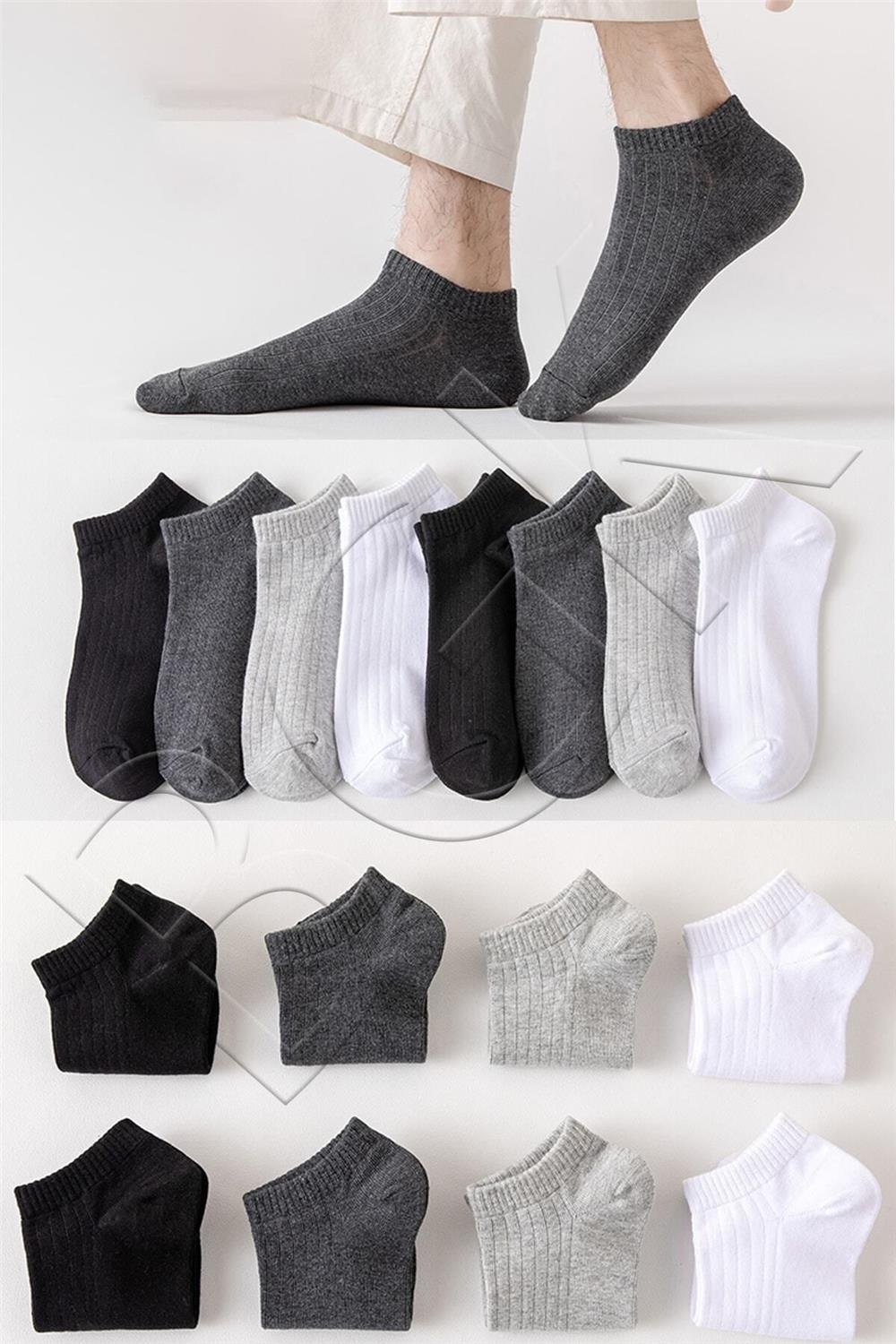 Unisex 8 Çift Pamuklu Basic Derbili Çorap