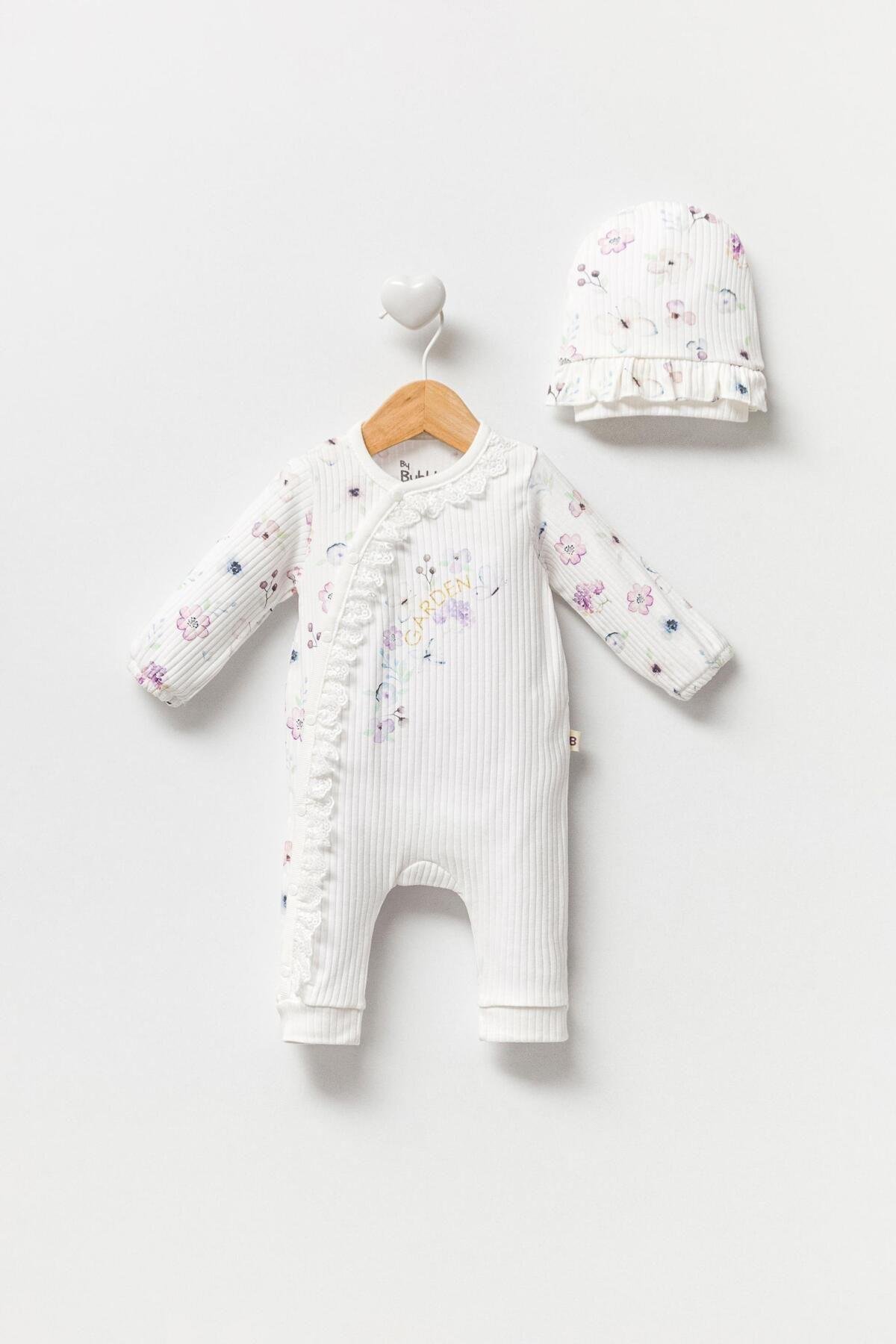 %100 ORGANİK DANTELLİ KIZ BEBEK TULUM