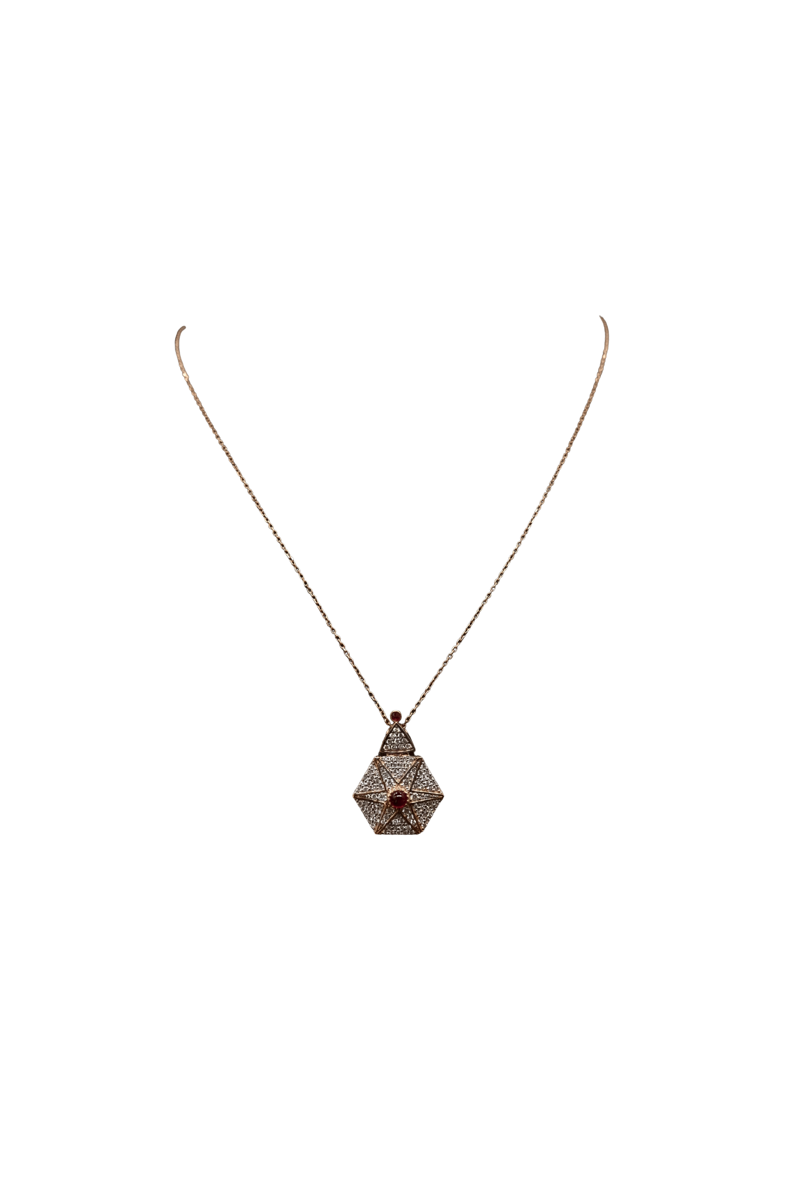 0,41 KARAT ROSE YILDIZ TASARIM PIRLANTA KOLYE