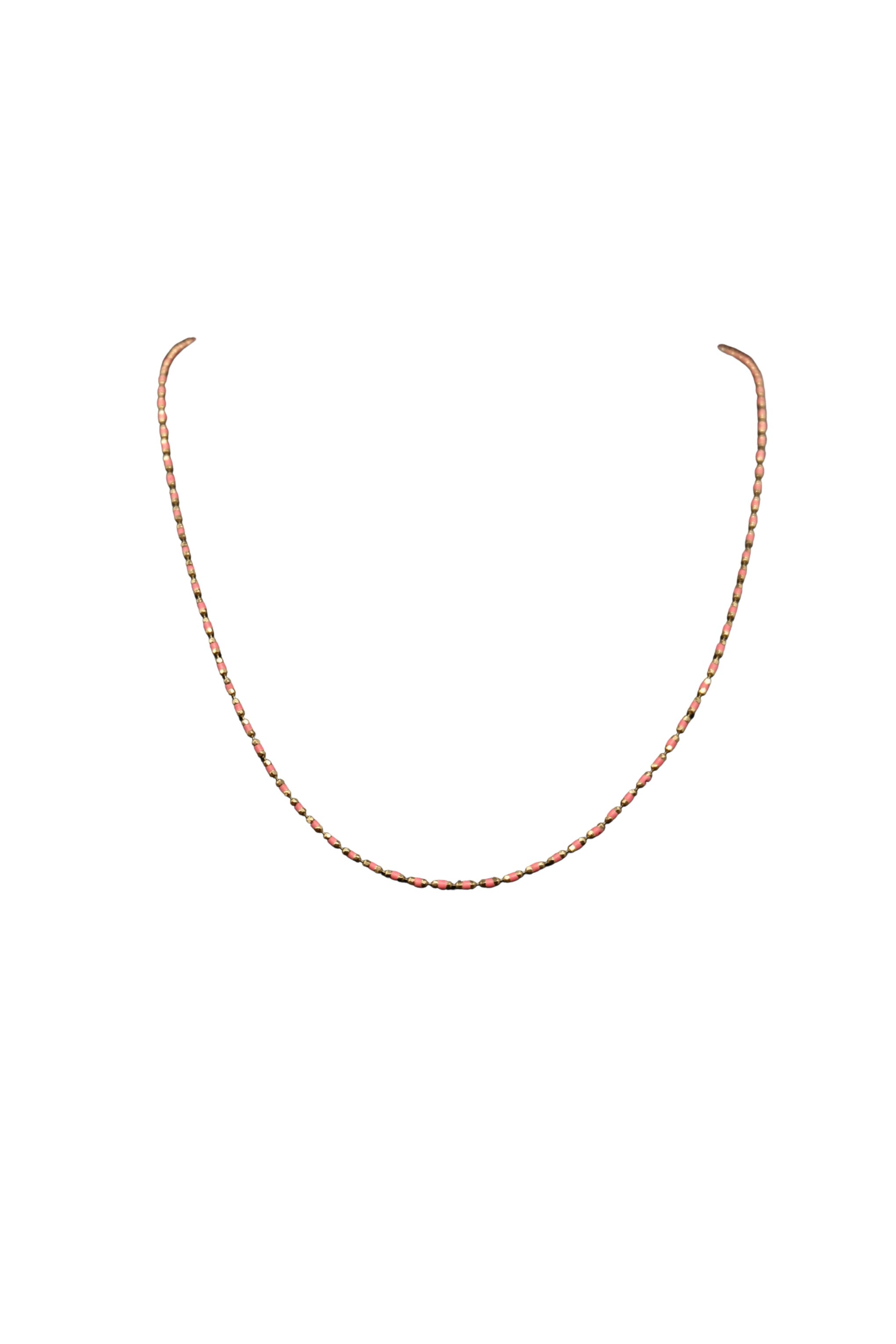 PEMBE MİNELİ SIRALI KOLYE