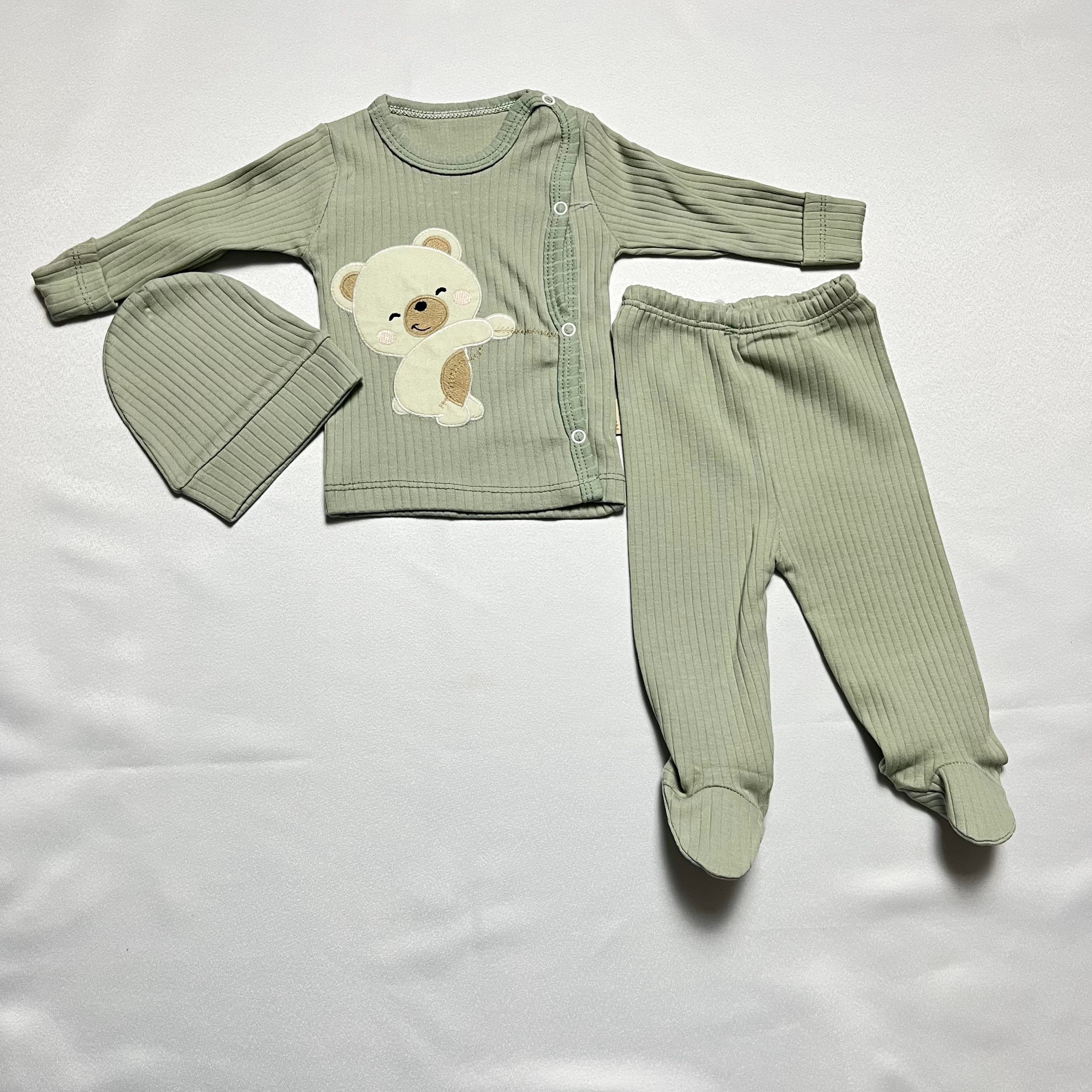 unisex 3lü ayı nakışlı takım 