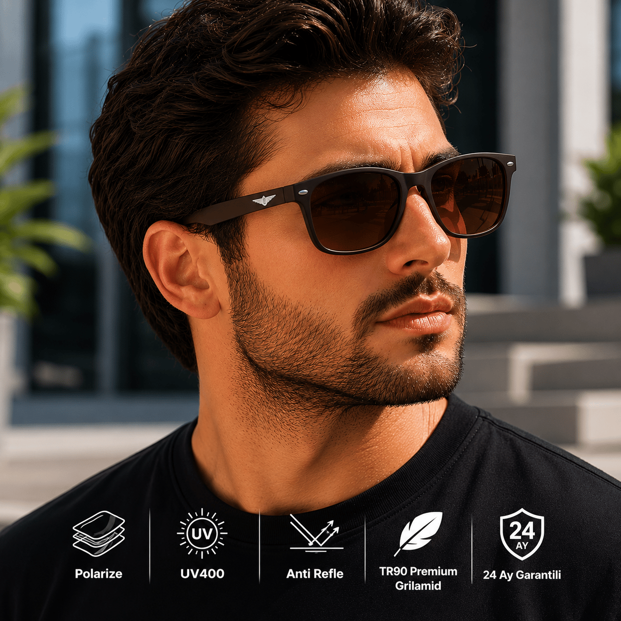 COL 119 Premium Seri Rb Model Polarize Erkek Güneş Gözlüğü-Polarize-UV400-Anti Refle 3 lü Koruma 53*18*132 Ekartman