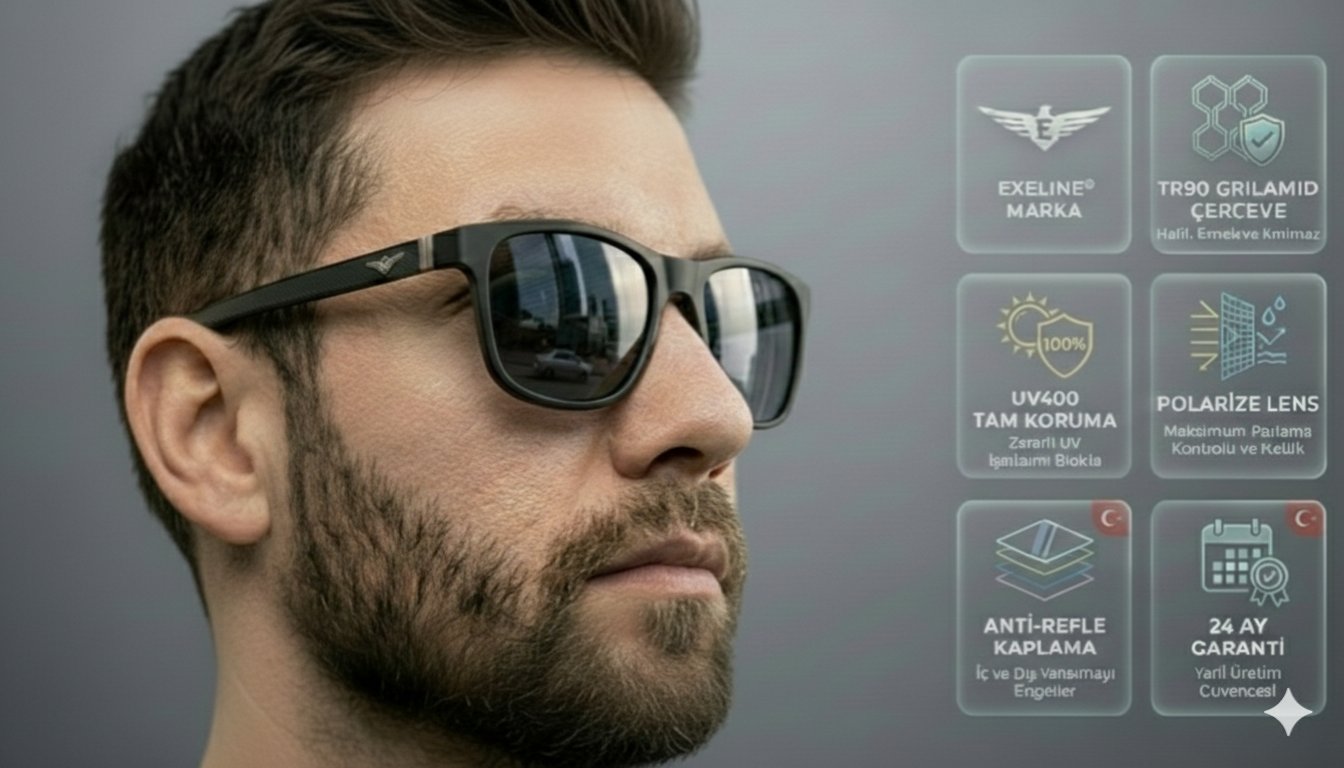 Exeline Col Premium Özel Seri Polarize Erkek Güneş Gözlüğü 143*60*15
