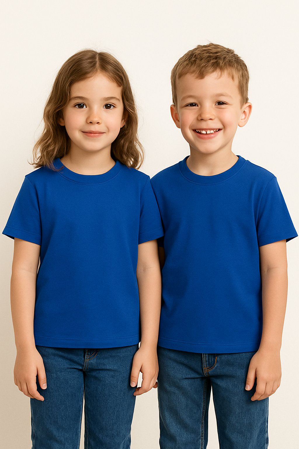 Kyex KIDS Unisex Basic Pamuklu Oversize Koyu Mavi Tişört
