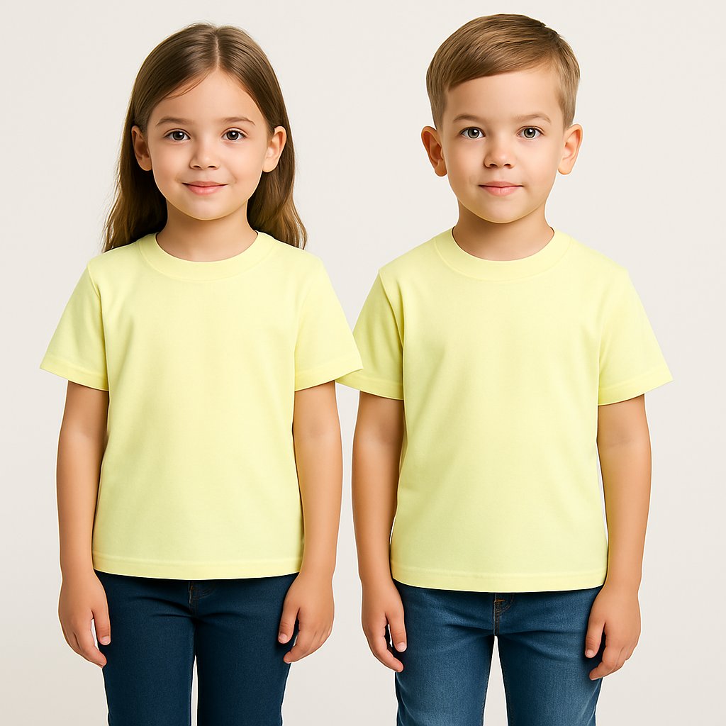 Kyex KIDS Unisex Basic Pamuklu Oversize Limon SarısıTişört