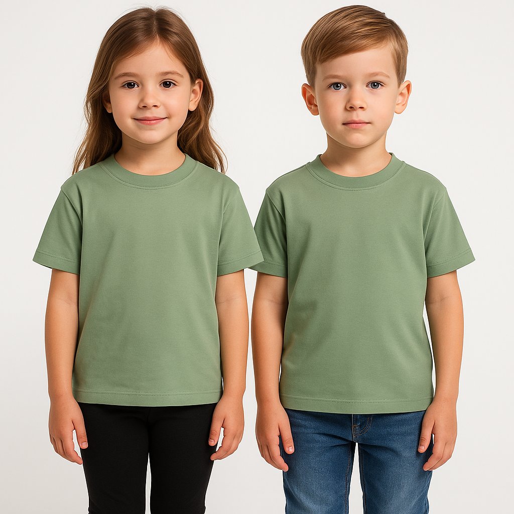 Kyex KIDS Unisex Basic Pamuklu Oversize Mint Yeşili Tişört