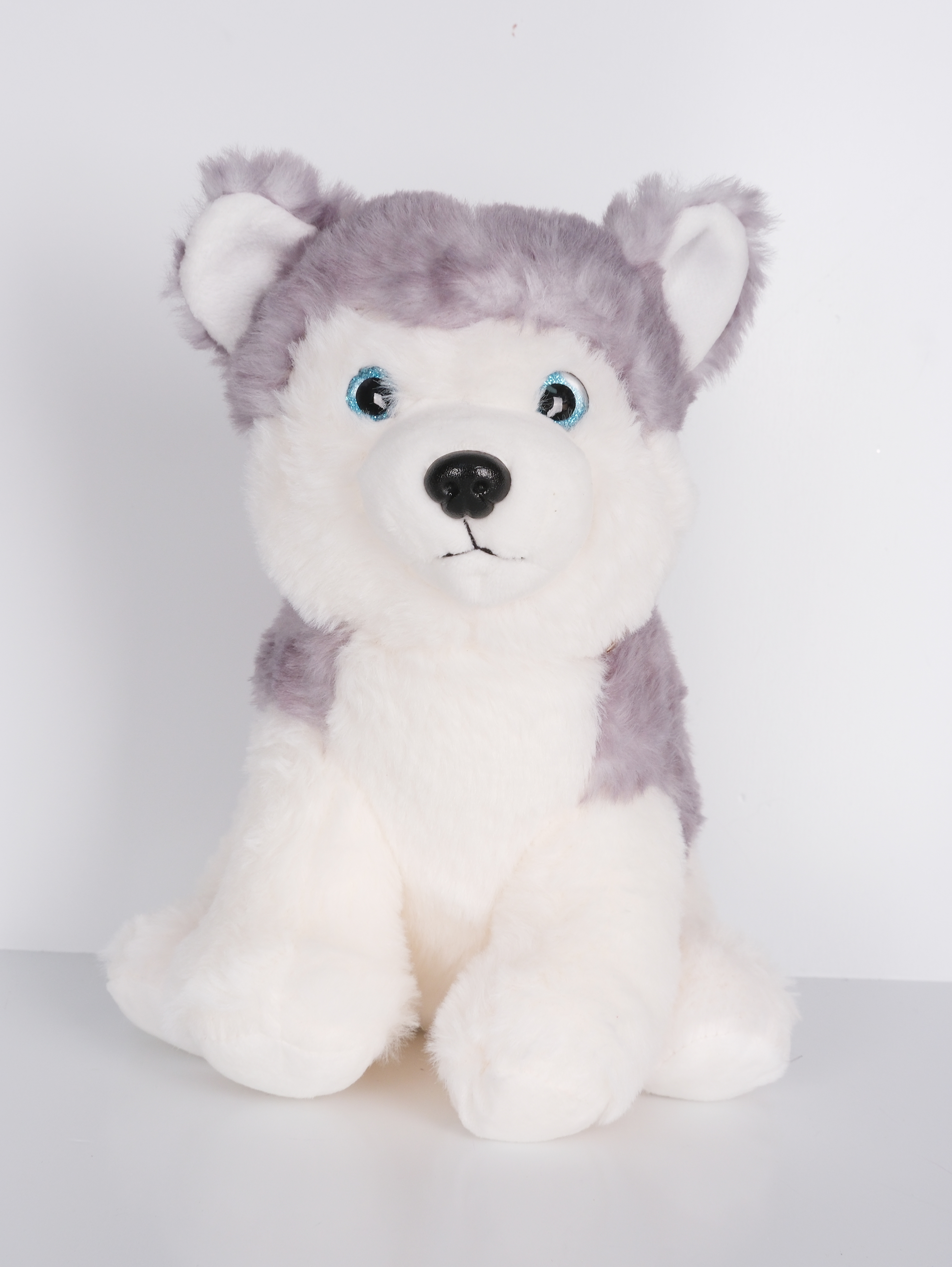 23 cm Yavru Köpek Şekilli Peluş Oyuncak Gri Beyaz