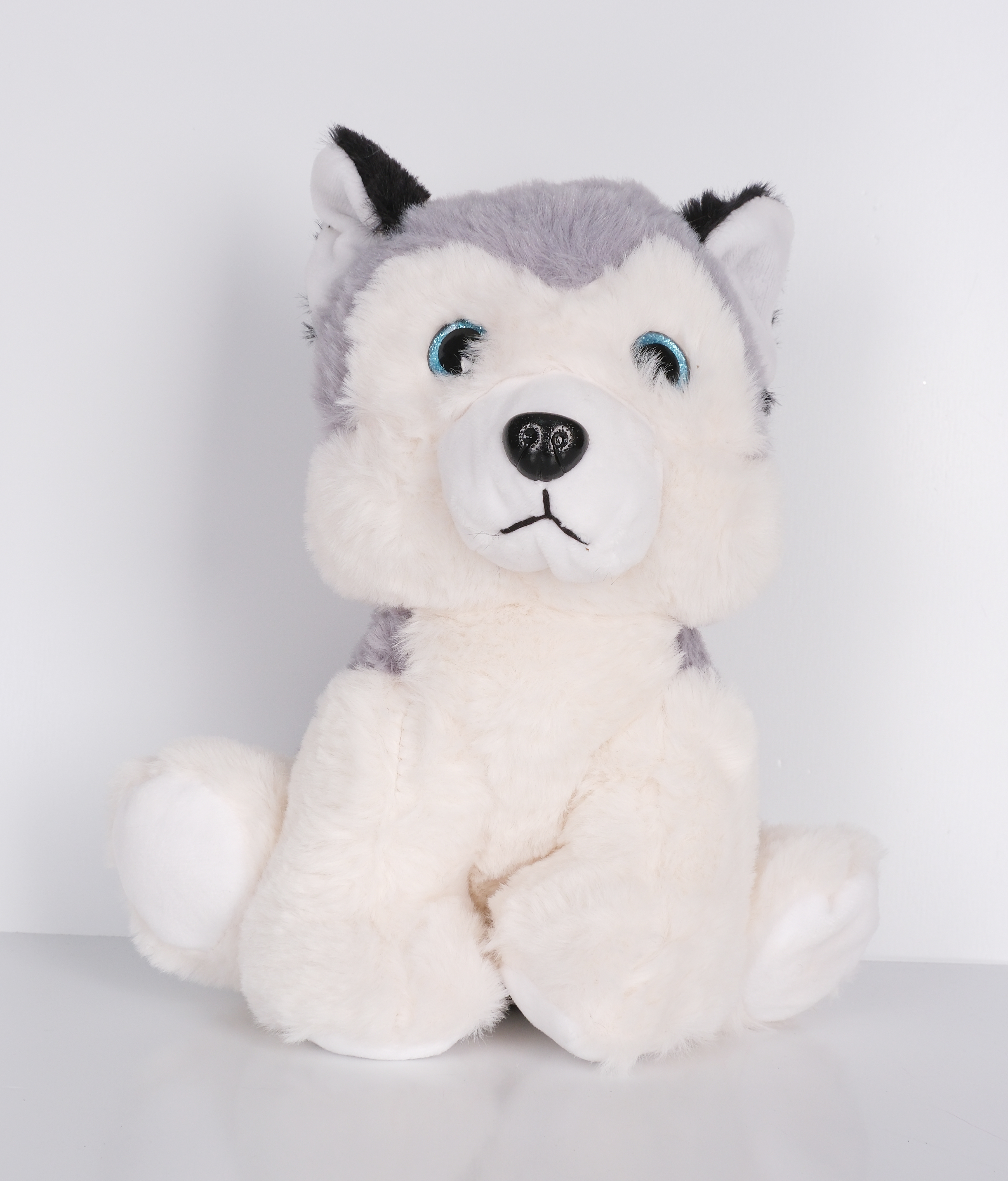 23 cm Yavru Köpek Şekilli Peluş Oyuncak Gri Beyaz v2