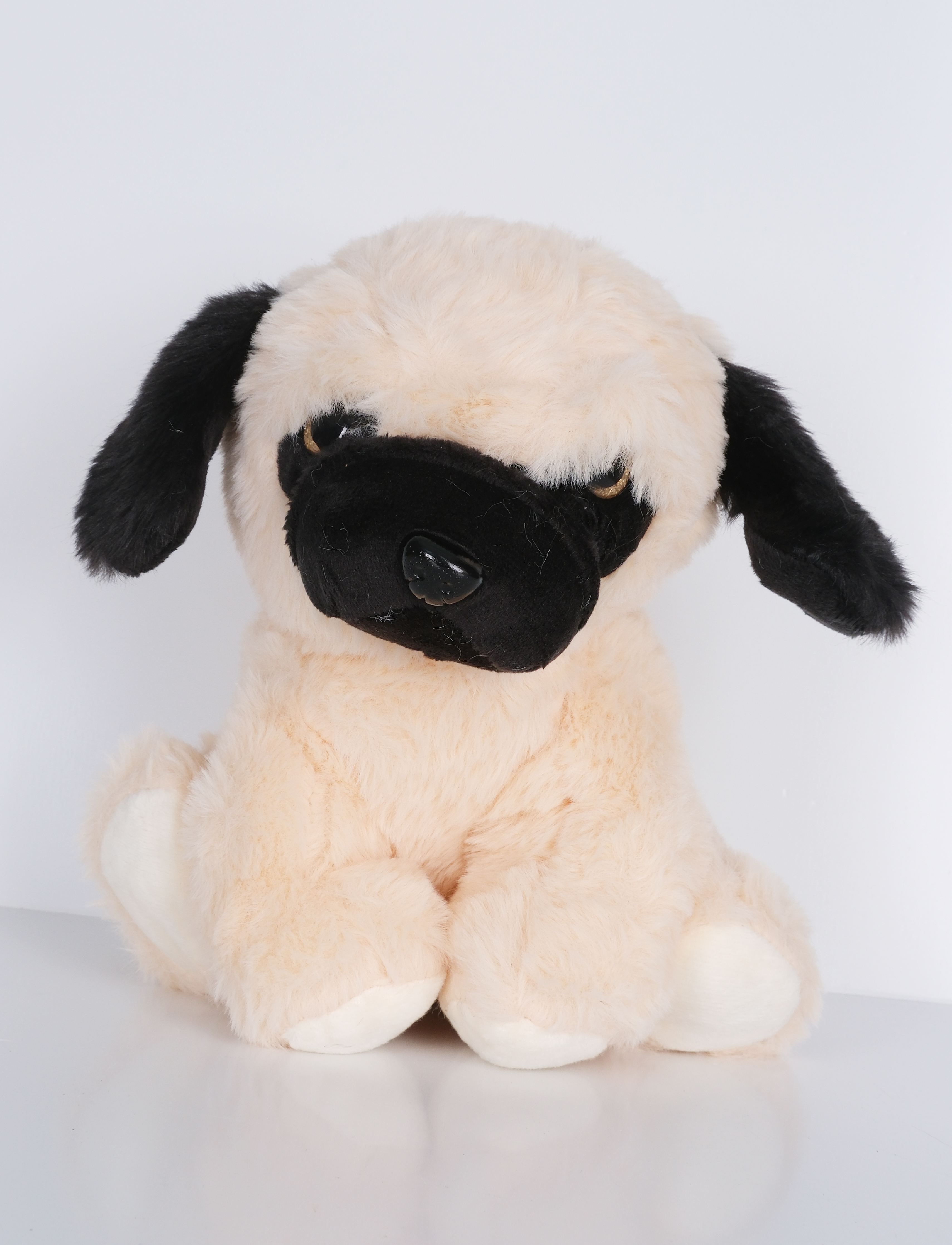 23 cm Yavru Köpek Şekilli Peluş Oyuncak Bej Siyah v2