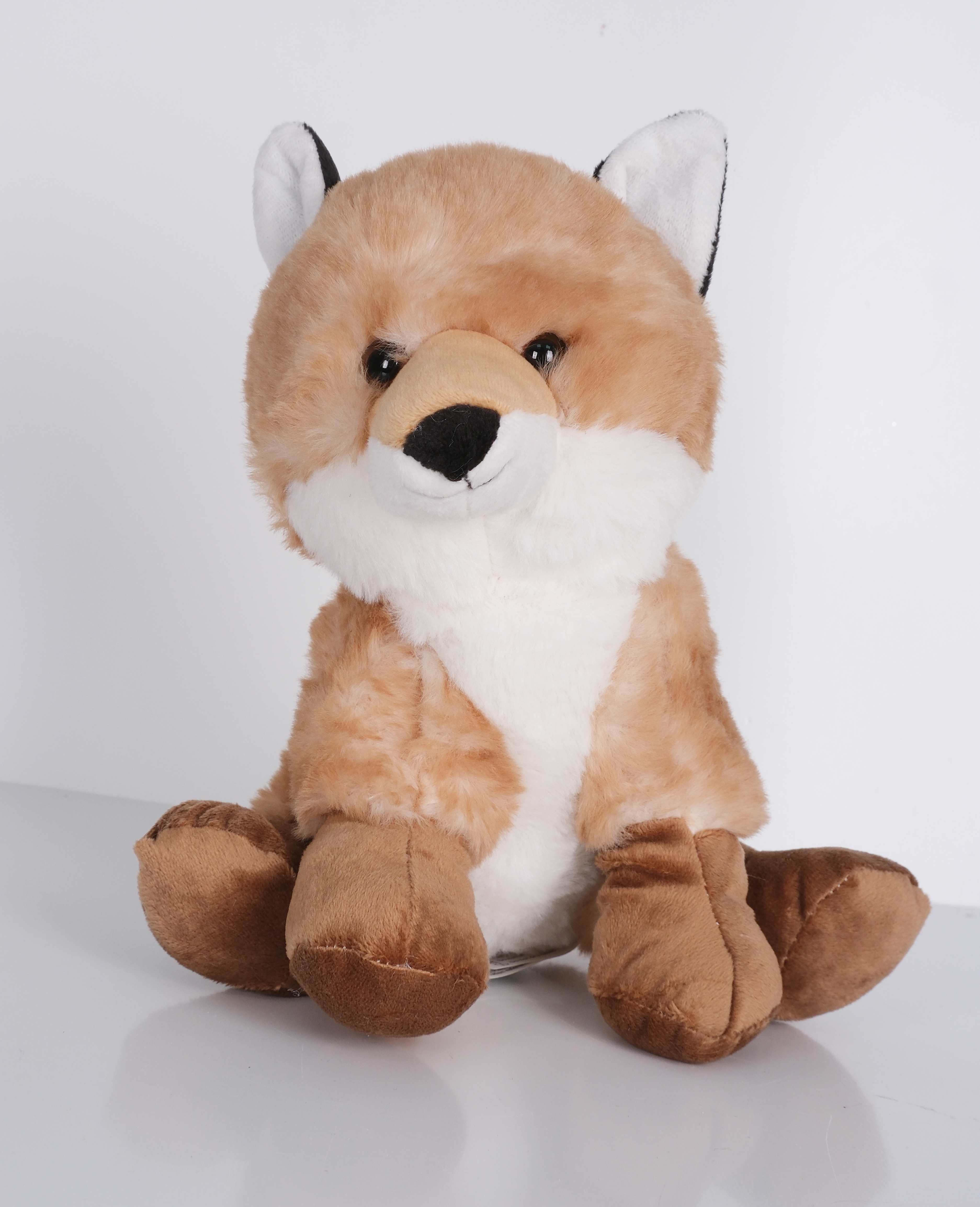 23 cm Yavru Tilki Yavrusu Şekilli Peluş Oyuncak Koyu Kahverengi Beyaz