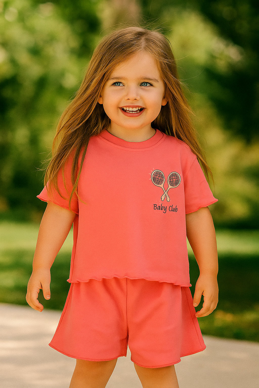 Fırfır Detaylı Baby Club Kız Bebek Şortlu Takım Pembe