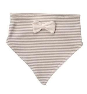 Fiyonklu Çizgili Bandana Bebek Mama Önlüğü Mavi