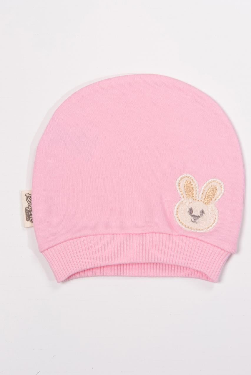 Tavşan Nakışlı Bebek Şapka Pembe