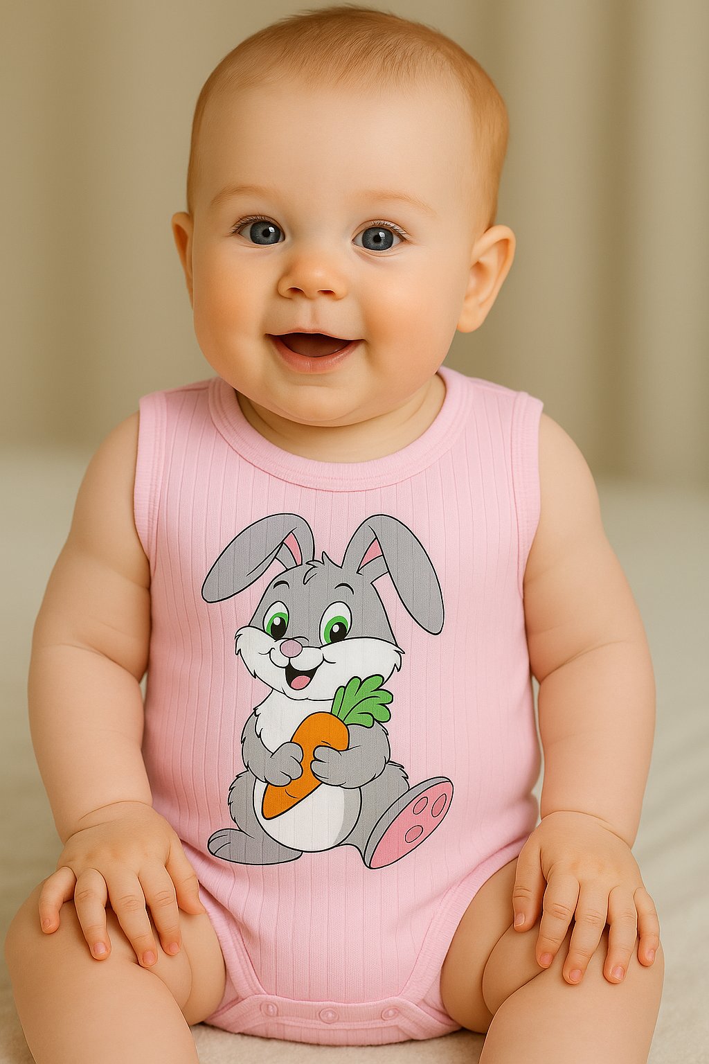 Unisex Tavşanlı Askılı Body Açık Pembe
