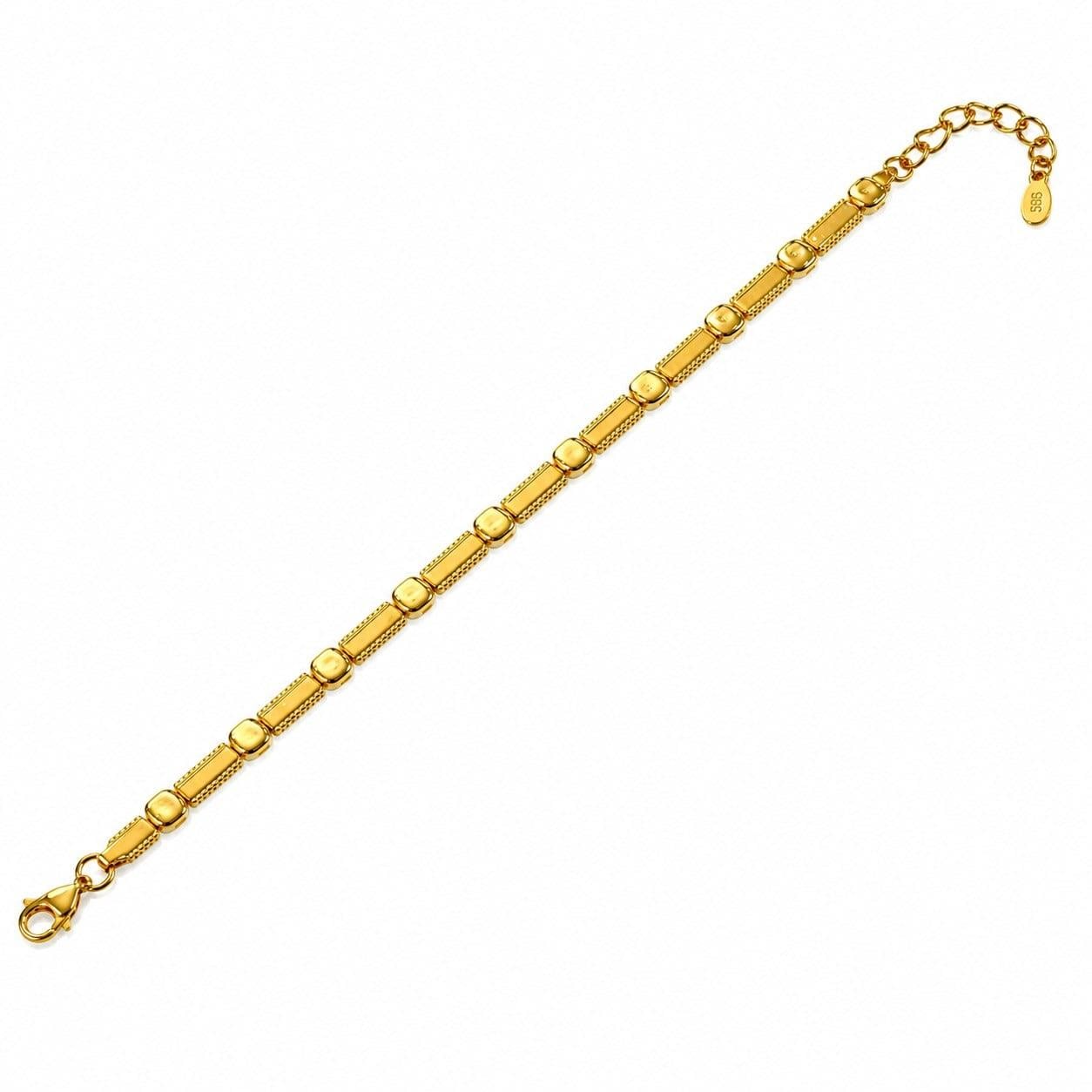 925 Ayar Gümüş 14 K Kaplama Kadın Taşsız Tasarımlı 16+3 Cm Zincirli Bileklik