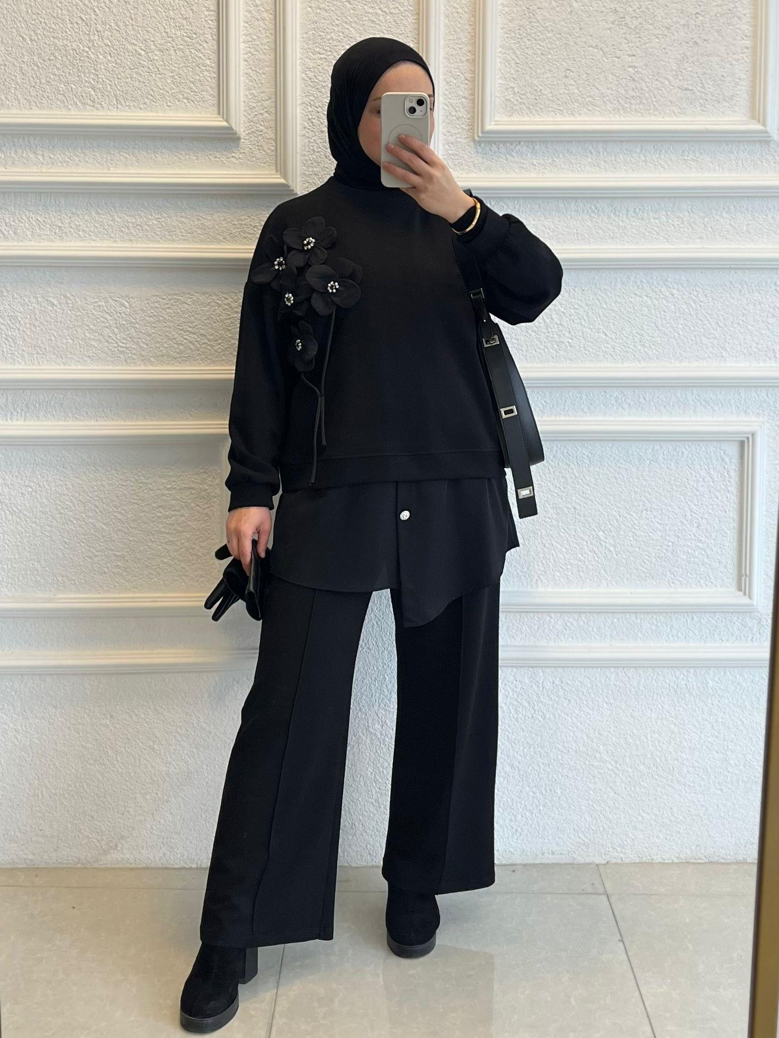 FLOVER PANTALON TAKIM SİYAH
